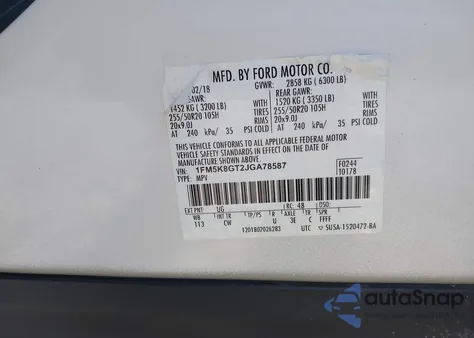 2018 Ford Explorer Sport from USA, damaged, VIN 1FM5K8GT2JGA78587